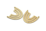 Gold Charm, 2 Gold Plated Brass, Gold Plated Pendants, Charm Pendants, Gold U Shape Charms With 2 Loops (26x23x1.2mm) N1452 H0941
