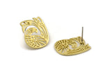 Brass Bird Earring, 4 Raw Brass Bird Stud Earrings (22x17x1.2mm) N1510