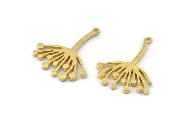 Brass Dandelion Charm, Raw Brass Taraxacum Charms With 1 Loop (30x25x2mm) N1511