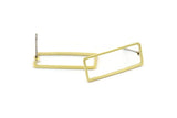 Brass Rectangle Earring, 10 Raw Brass Rectangle Stud Earrings (9x24x0.8mm) D0329 A1780