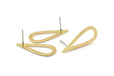 Brass Drop Earring, 6 Raw Brass Drop Stud Earrings (27x12x1mm) D0587 A1842