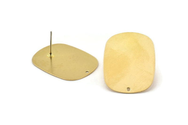 Brass Stud Earrings, 6 Raw Brass Stud Earrings (27x20x0.50mm) D0667 A1792