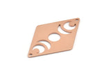 Copper Diamond Charm, 6 Raw Copper Moon Charms With 2 Holes, Rhombus Blanks (40x26x0.80mm) M01538