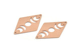 Copper Diamond Charm, 6 Raw Copper Moon Charms With 2 Holes, Rhombus Blanks (40x26x0.80mm) M01538