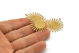 Brass Sun Charm, 12 Textured Raw Brass Sun Pendants With 1 Loop, Findings (33x30x0.50mm) A1980