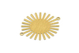 Brass Sun Charm, 12 Textured Raw Brass Sun Pendants With 2 Loops, Findings (36x30x0.50mm) A1981