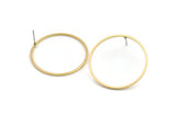 Brass Circle Earring, 8 Raw Brass Circle Stud Earrings (32x1x1mm) Bs 1088 A1752
