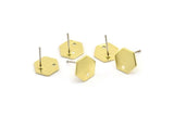 Brass Hexagon Earring, 10 Raw Brass Hexagon Stud Earrings With 1 Hole (10x0.8mm) E173 A1776