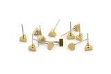Brass Triangle Earring, 10 Raw Brass Triangle Stud Earrings (5.2x2.5mm) D0100 A0980