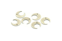 Silver Moon Charm, 12 Antique Silver Plated Brass Crescent Moon Charms With 1 Hole (14x13.5x5x0.8mm) E147