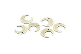 Silver Moon Charm, 12 Antique Silver Plated Brass Crescent Moon Charms With 1 Hole (14x13.5x5x0.8mm) E147