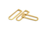 D Shape Rings - 4 Gold Plated Brass D Shape Connectors, Rings  (32x10x1mm) BS 1934
