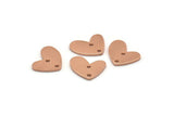 Rose Gold Heart Charm, 6 Rose Gold Plated Brass Heart Charms With 2 Holes (14x11x1mm) M858