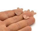 Rose Gold Heart Charm, 6 Rose Gold Plated Brass Heart Charms With 2 Holes (14x11x1mm) M858