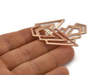Rose Gold Triangle Blank, 2 Rose Gold Plated Brass Diamond Blanks (46x22x1mm) M01216