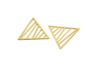 Gold Triangle Charm, 12 Gold Plated Brass Triangle Charms, Pendants, Earring Findings (20mm) E024