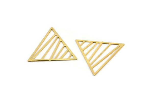 Gold Triangle Charm, 12 Gold Plated Brass Triangle Charms, Pendants, Earring Findings (20mm) E024