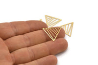 Gold Triangle Charm, 12 Gold Plated Brass Triangle Charms, Pendants, Earring Findings (20mm) E024