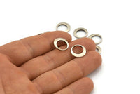 Silver Circle Connector, 12 Antique Silver Plated Brass Round Connectors (12x1.5mm) BS 2009 H1339