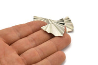 Silver Leaf Charm, 4 Textured Silver Tone Brass Leaf Charms With 1 Hole, Findings (29x22x0.50mm) D0730 H1239