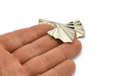 Silver Leaf Charm, 4 Textured Silver Tone Brass Leaf Charms With 1 Hole, Findings (29x22x0.50mm) D0730 H1239