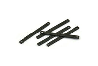 Tiny Bar Pendant, 12 Oxidized Black Brass Connector Bars With 2 Holes (30x2.5x0.80mm) E391