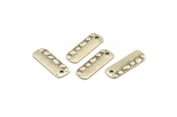 Tiny Rectangle Charm, 24 Antique Silver Plated Brass Rectangle Charm With 1 Hole, Findings (18x6x1mm) D1001