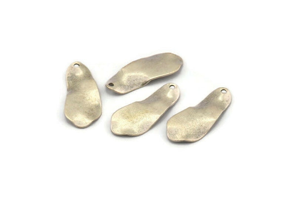 Silver Irregular Charm, 12 Antique Silver Plated Brass Wavy Charms With 1 Hole, Findings (26x11x0.60mm) D1075