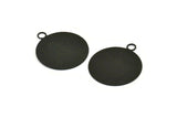 Black Round Charm, 4 Textured Oxidized Black Brass Round Stamping Blanks With 1 Loop, Pendants (35x30x0,50mm) D0734