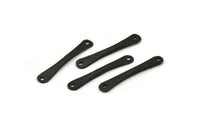 Black Hammered Connector, 4 Oxidized Black Brass Hammered Connectors With 2 Holes (29.5x5x2.1mm) D0080