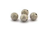 Silver Ball Bead, 12 Antique Silver Plated Brass Spacer Beads, Findings (10mm) D967