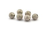 Silver Ball Bead, 12 Antique Silver Plated Brass Spacer Beads, Findings (10mm) D967
