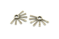 Silver Sun Pendant, 2 Textured Antique Silver Plated Brass Pendants With 1 Loop (34x24x2.2mm) E208 H1216