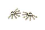Silver Sun Pendant, 2 Textured Antique Silver Plated Brass Pendants With 1 Loop (34x24x2.2mm) E208 H1216