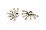 Silver Sun Pendant, 2 Textured Antique Silver Plated Brass Pendants With 1 Loop (34x24x2.2mm) E208 H1216