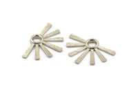 Silver Sun Pendant, 2 Textured Silver Tone Brass Pendants With 1 Loop (34x24x2.2mm) E208 H1216