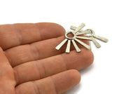 Silver Sun Pendant, 2 Textured Silver Tone Brass Pendants With 1 Loop (34x24x2.2mm) E208 H1216