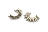 Silver Sun Pendant, 2 Antique Silver Plated Brass Sun Ethnic Pendants With 2 Loops, Findings, Charms (35.5x25x3.7mm) E211 H1217