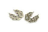 Silver Honeycomb Charm, 2 Antique Silver Plated Brass Honeycomb Pendants With 2 Loops (31.5x32.5x1.3mm) BS 2052 H1684