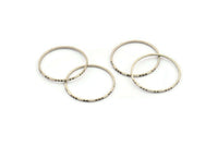Silver Circle Connectors, 24 Textured Antique Silver Plated Circle Connectors (22x0.8x1mm) BS 1746