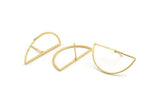 Semi Circle Earring, 4 Gold Plated Brass Semi Circle Stud Earrings (30x15x0.80mm) D1280 A1227 Q1066