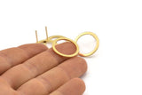 Gold Circle Earring, 4 Gold Plated Brass Circle Stud Earrings (20x0.90mm) D1480 A1429