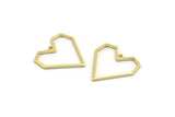 Gold Heart Charm, 8 Gold Plated Brass Heart Charms With 1 Loop, Earrings, findings (20x1mm) D1257