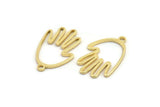 Gold Hand Charm, 6 Gold Plated Brass Hand Charms With 1 Loop, Earrings, Findings (20x13x0.80mm) D1255
