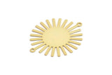 Gold Sun Charm, 4 Gold Plated Brass Sunshine Pendants With 2 Loops, Connectors, Findings (36x30x0.50mm) A1518 H0564