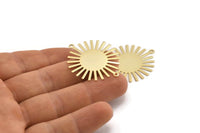 Gold Sun Charm, 4 Gold Plated Brass Sunshine Pendants With 2 Loops, Connectors, Findings (36x30x0.50mm) A1518 H0564