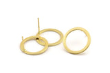 Gold Circle Earring, 4 Gold Plated Brass Circle Stud Earrings (18x0.90mm) D1481 A1425 H0515