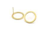 Gold Circle Earring, 4 Gold Plated Brass Circle Stud Earrings (18x0.90mm) D1481 A1425 H0515