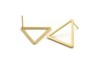 Gold Triangle Earring, 4 Gold Plated Brass Triangle Stud Earrings (23x1.2mm) D0110 A1170 Q1011