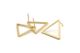 Gold Triangle Earring, 4 Gold Plated Brass Triangle Stud Earrings (23x1.2mm) D0110 A1170 Q1011